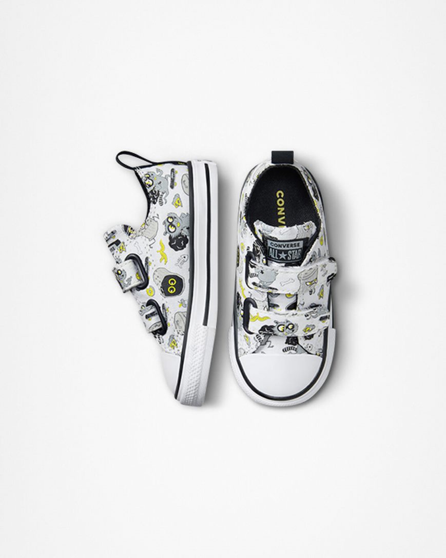 Girls' Converse Chuck Taylor All Star Easy-On Raccoons Low Top Shoes White / Black / Grey | AU 0C58EB